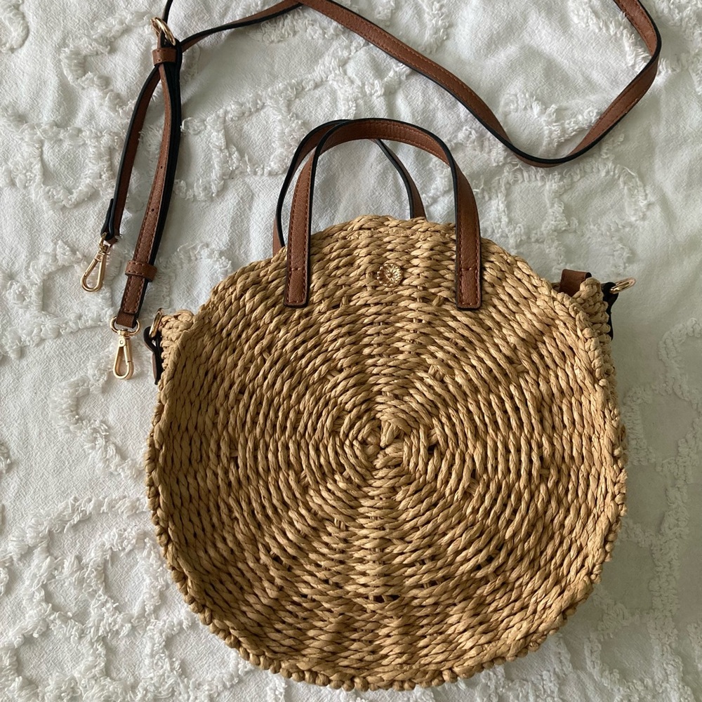 LC Lauren Conrad Natural Woven Crossbody Bag